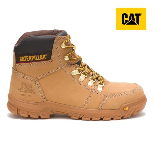 CAT Outline Steel Toe Men's Work Boots Brown (AU R-304) Australia